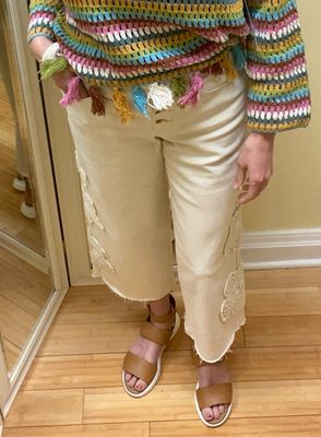 Audrey Button Fly Wide Crop Jean