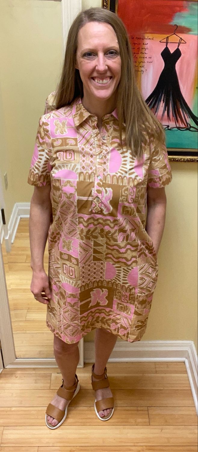 S/S 1/2 Button Placket Dress