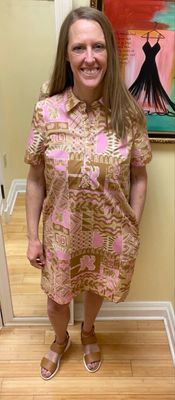 S/S 1/2 Button Placket Dress