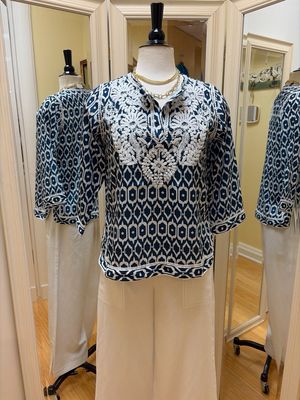 Geo Embroidery Silky Tunic