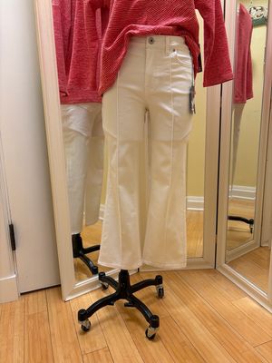 Denim Seamed Cropped Flare
