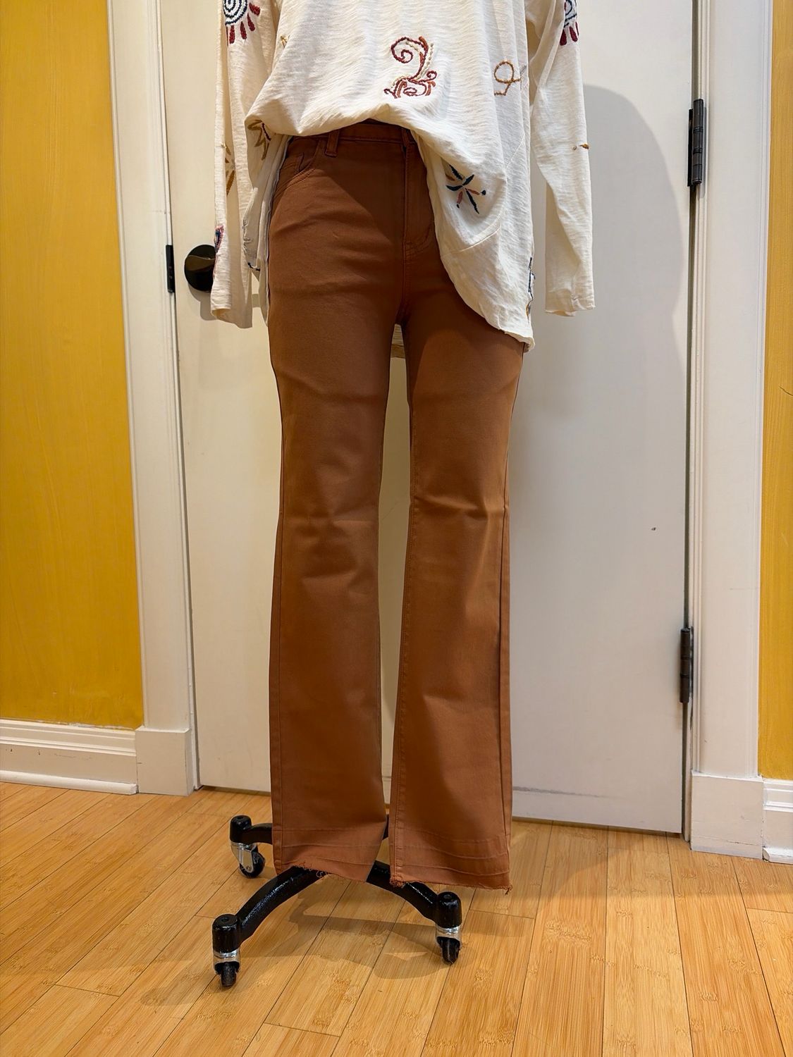 Zip Front Straight Leg Hem Detail