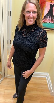 S/S Mesh Velvet Top
