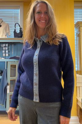 Mixed Media Sweater Jacket w/Denim