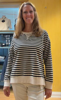 L/S Crew Neck Stripe Top