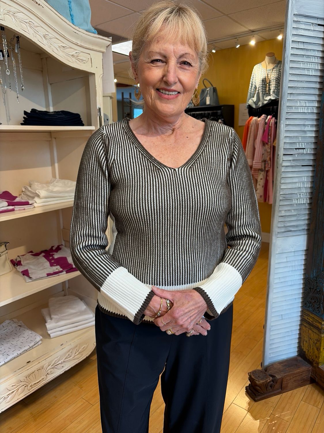 V-Neck Ribbed Sweater