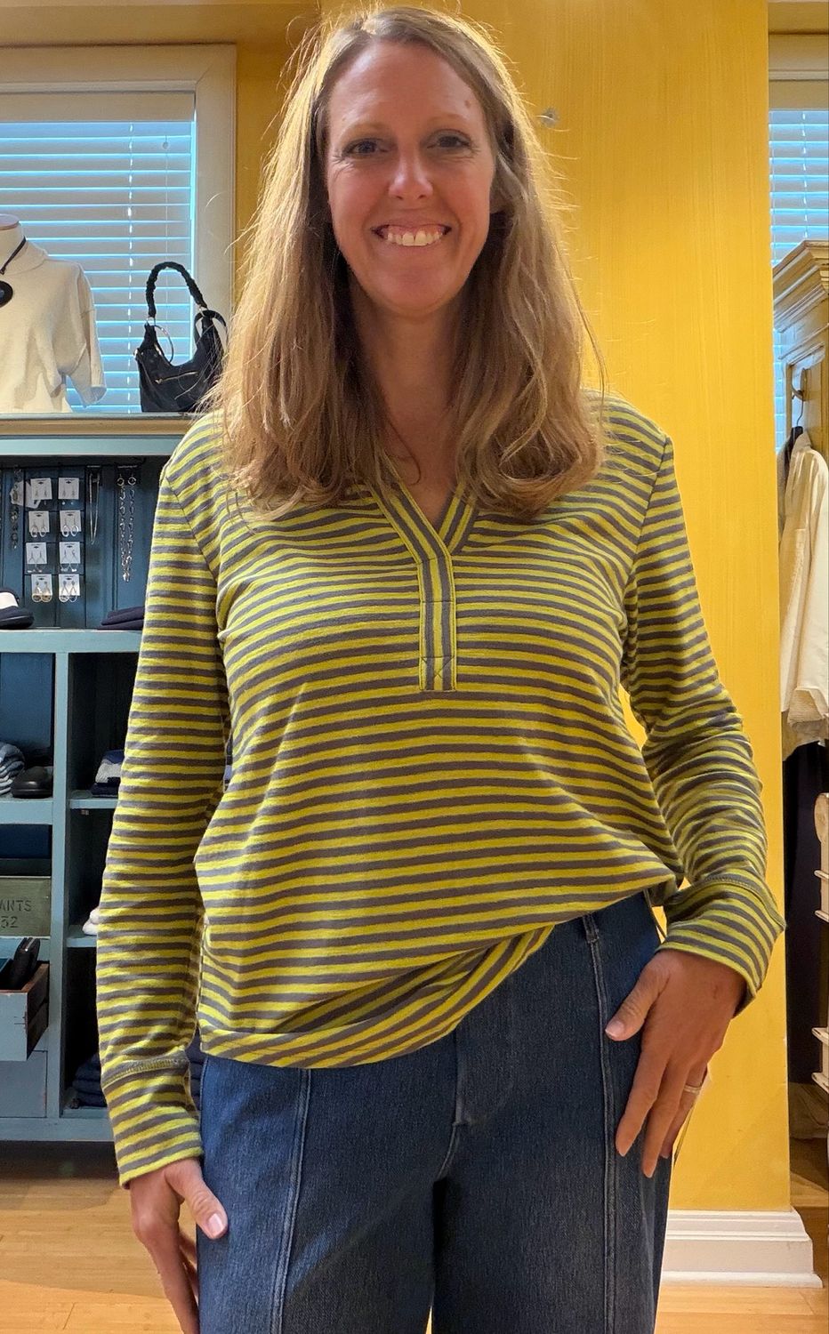 L/S Split Neck Top