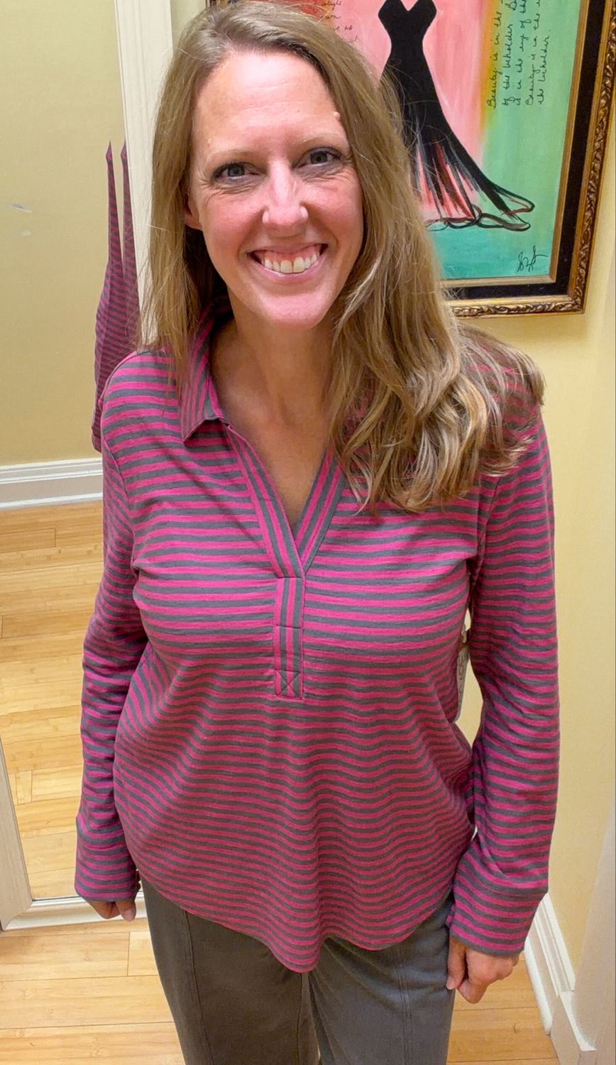 L/S Split Neck Top