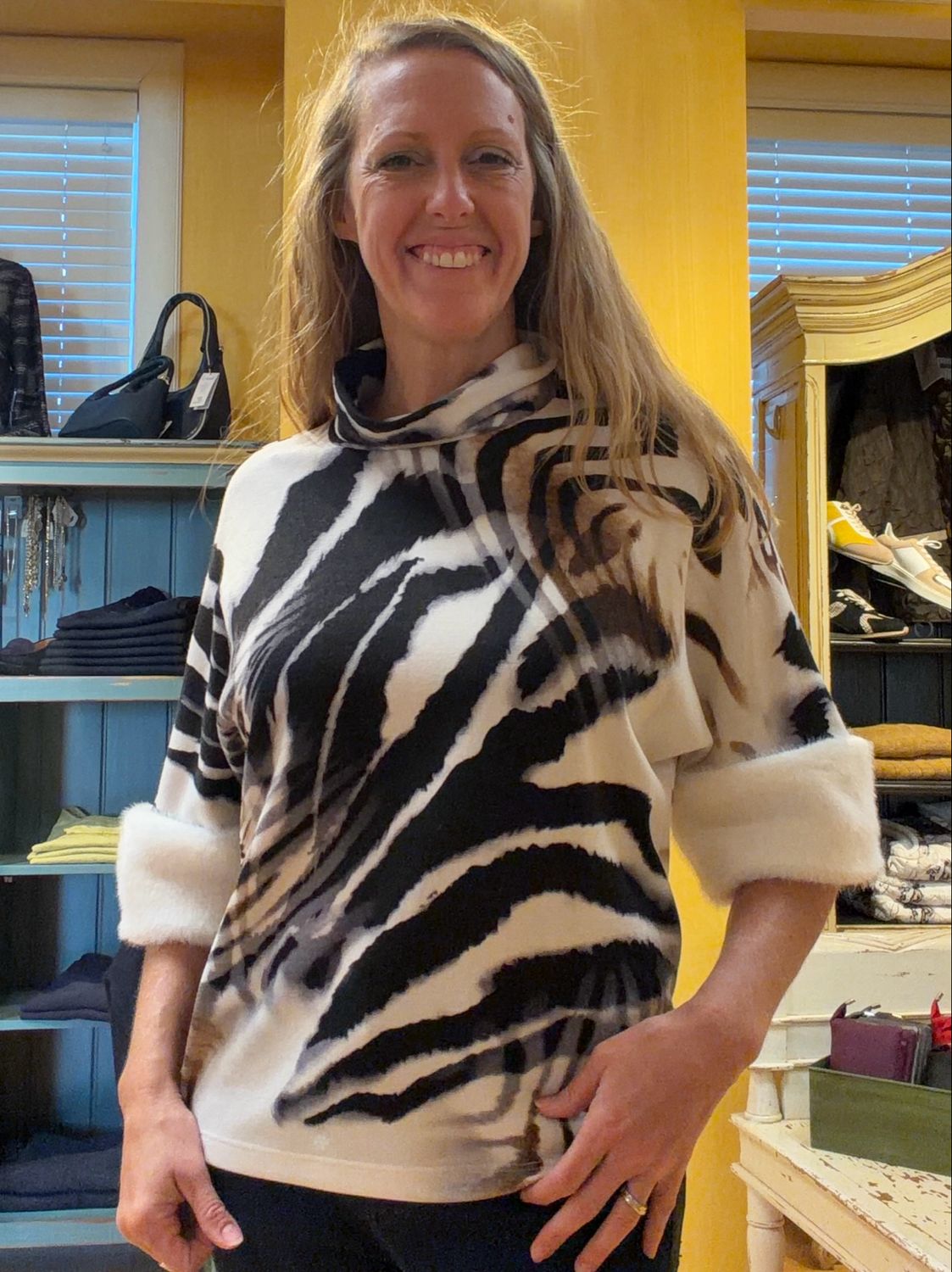 Animal Print Cowl Neck Top