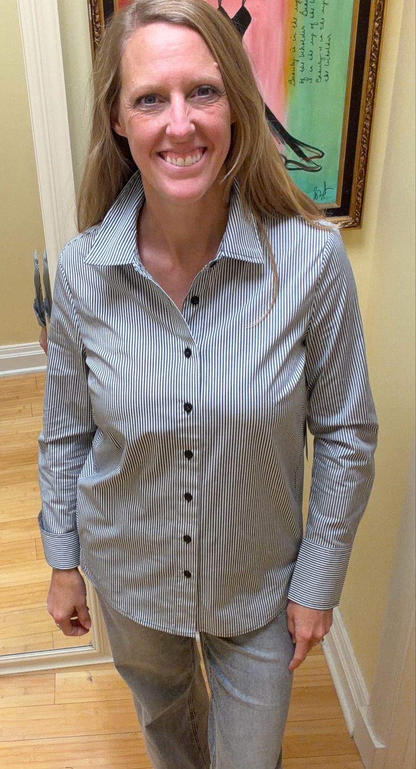 L/S Button Front Blouse
