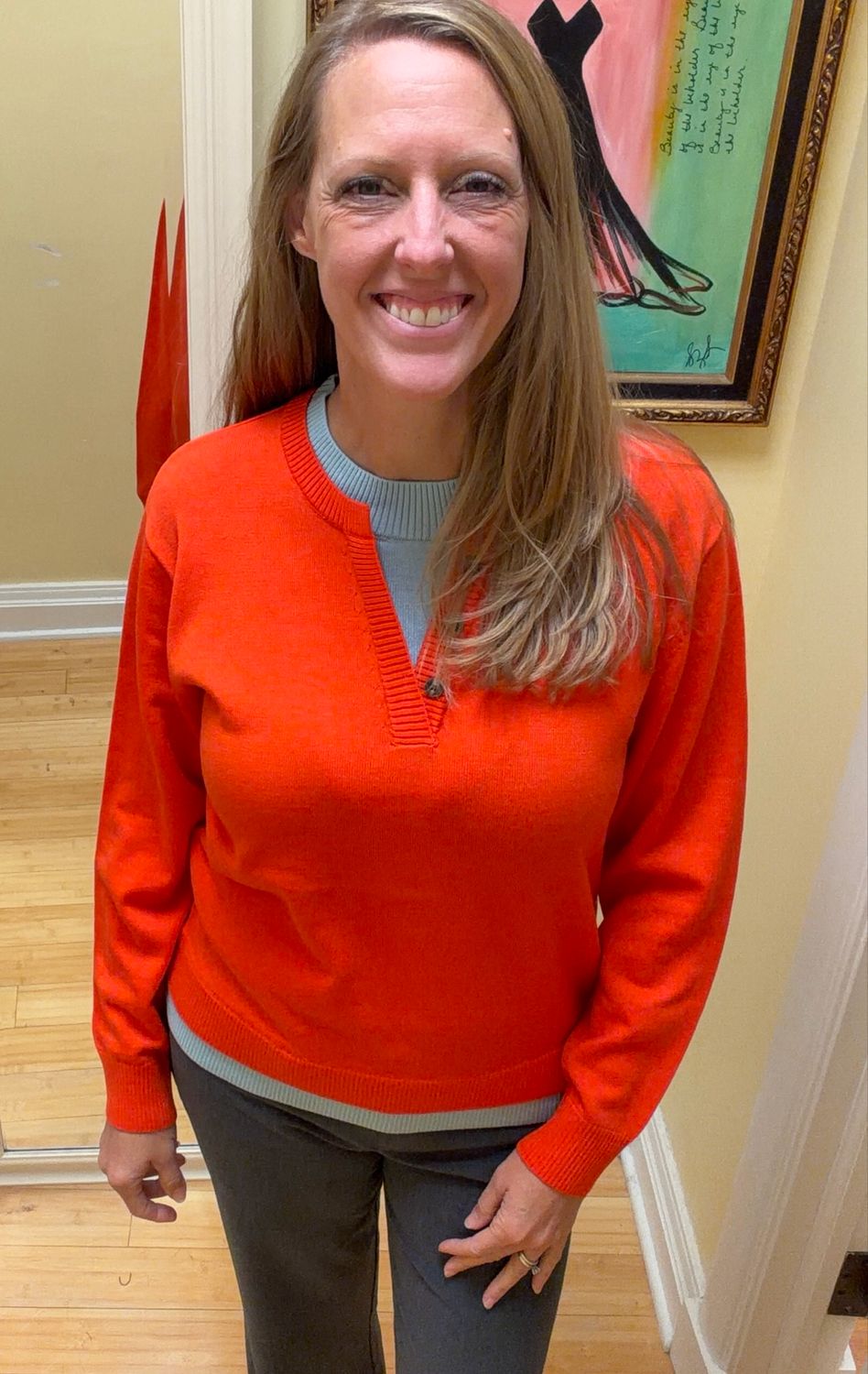Crew Neck Sweater w/Layered Look