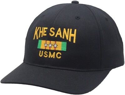 Khe Sanh USMC Bar Structured Cotton Snapback Black