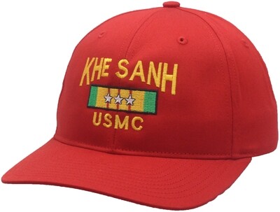 Khe Sanh USMC Bar Structured Cotton Cap Red
