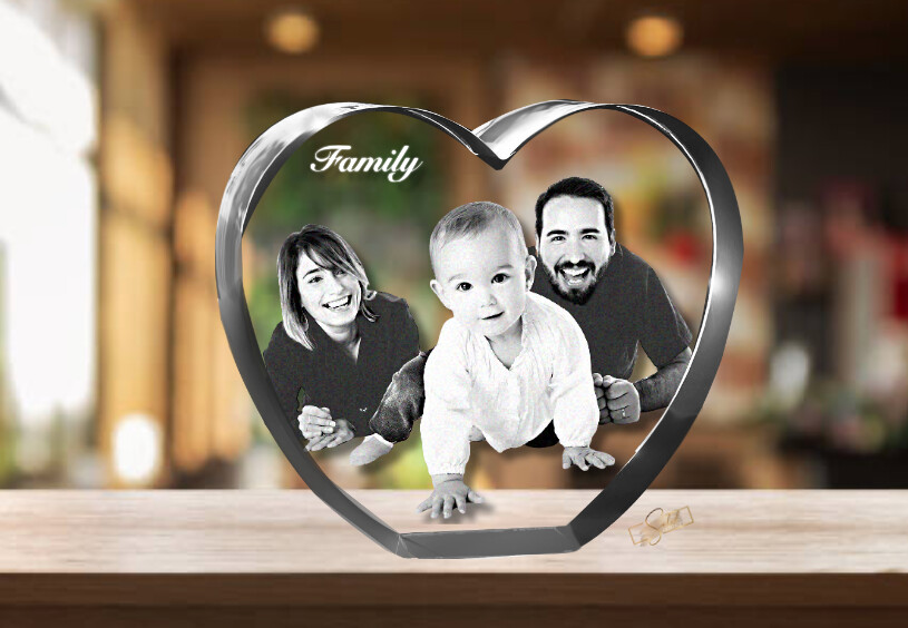 3D Heart Crystal Xtra Large - 125mm x 110mm x 50mm