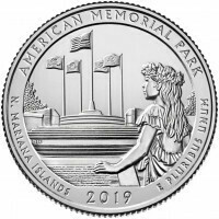 США 25 центов, 2019г. 47-й Американский мемориальный парк США 25 центов, 2019г. 47-й Американский мемориальный парк
