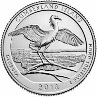 США 25 центов, 2018г. 44-й Национальное побережье острова Кумберленд