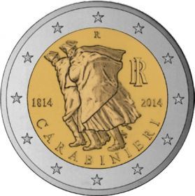 2 евро Италия 2014 г. 200 лет итальянским карабинерам