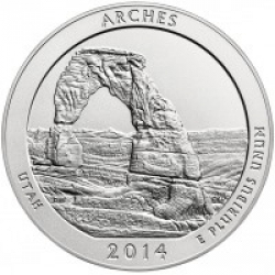 США 25 центов, 2014г. 23-й национальный парк Арки