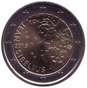 2 евро Финляндия. 2015 г. Ян Сибелиус.