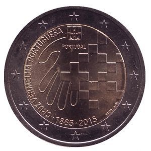 2 евро Португалия. 2015 г. 150 лет Красному кресту.