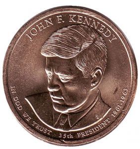 США 1 доллар, 2015 год. 35-й президент США. Джон Кеннеди.