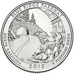 США 25 центов, 2015г. 28-й Парковая дорога (Blue Ridge Parkway)