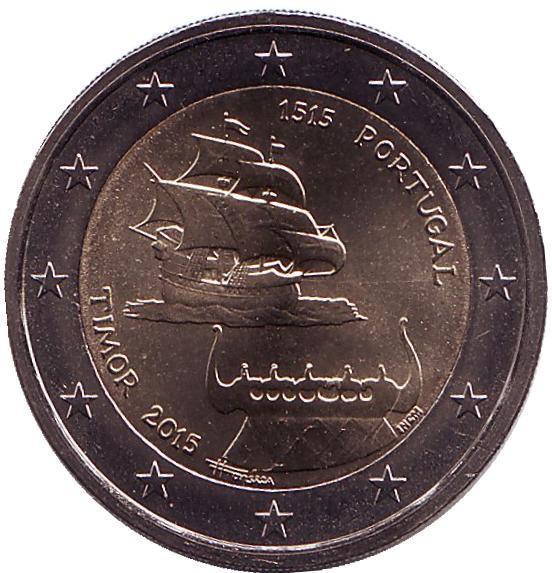 2 евро Португалия. 2015 г. 500-летие открытия Португальского Тимора.