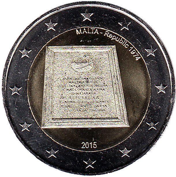 2 евро Мальта. 2015 г. Провозглашение республики.