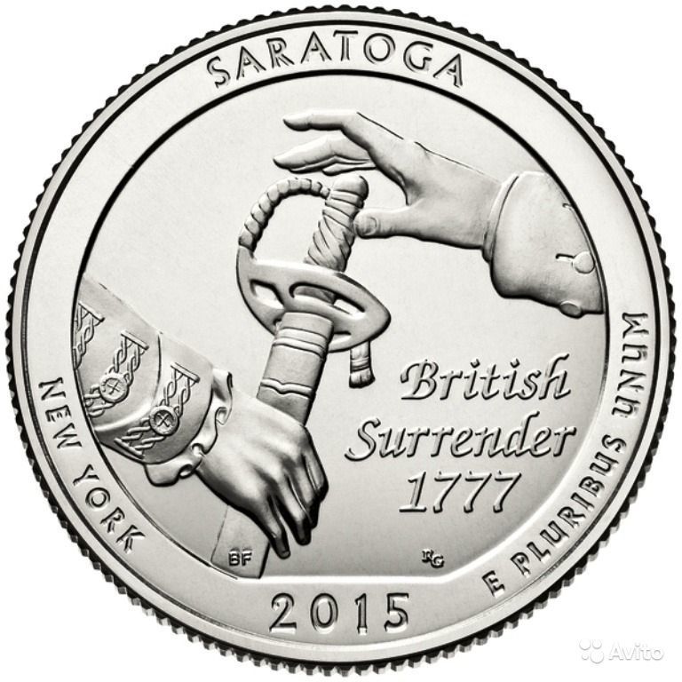 США 25 центов, 2015г. 30-й Национальный исторический парк Саратога