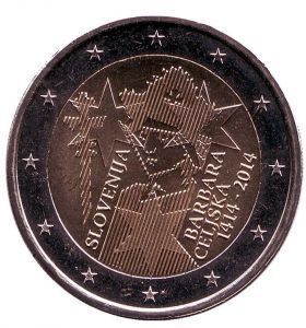 2 евро Словения 2014 г. 600 лет коронации Барбары Цилли