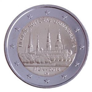 2 евро Латвия 2014 г. Рига - Культурная столица Европы