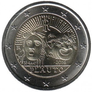 2 евро Италия. 2016 г. Плавт.