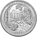 США 25 центов, 2017г. 38-й Национальные водные пути Озарк США 25 центов, 2017г. 38-й Национальные водные пути Озарк