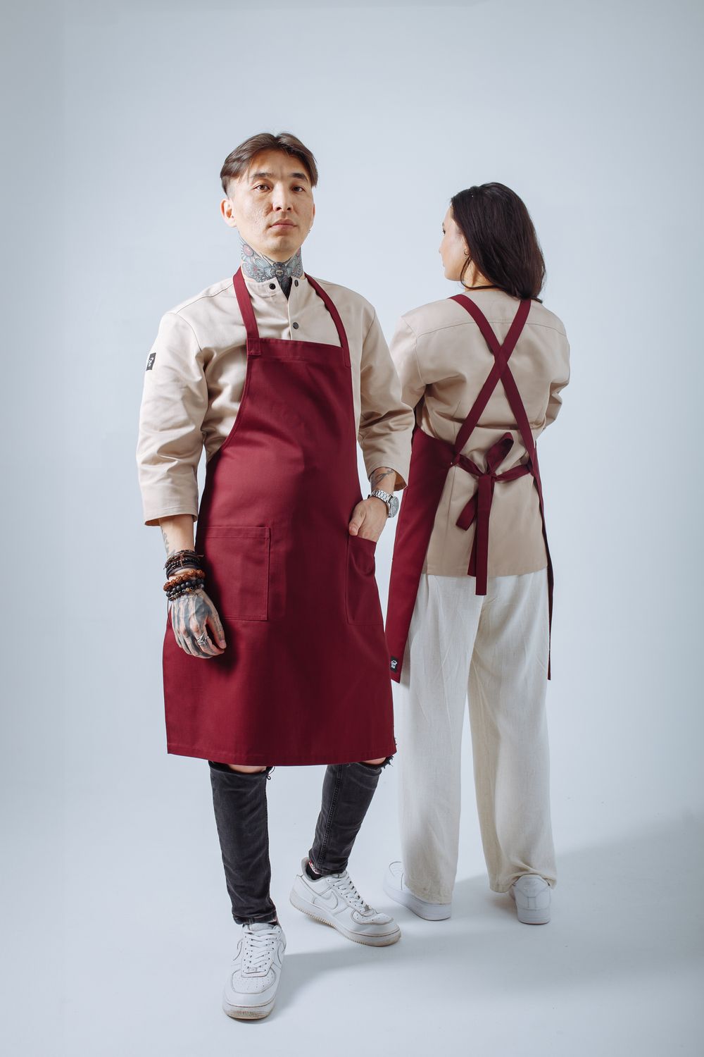 Chef Star Basic X Apron - Burgundy