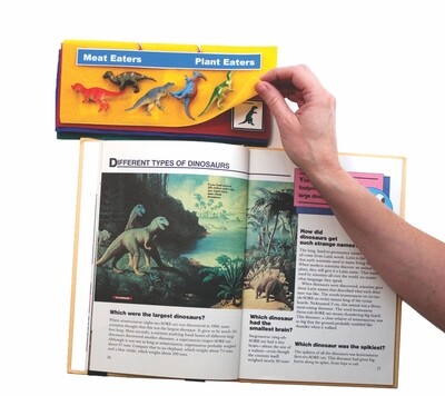 Image of a book with a literacy strip held above it