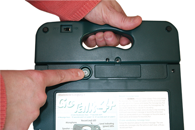 GoTalk 4+ back view showing the record button