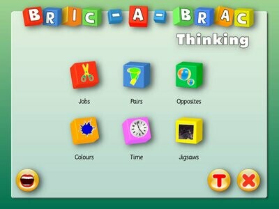 Screenshot of the menu page in bric-a-brac sorting software 