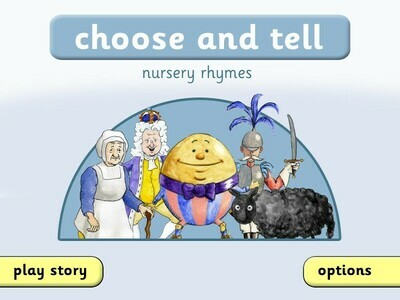 Screenshot of title page of choose and tell nursery rhymes
