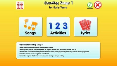 Screenshot of title page of counting songs 1