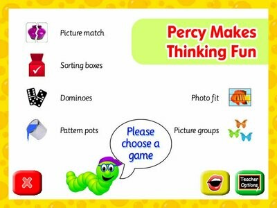 Screenshot of menu page in percy makes thinking fun software