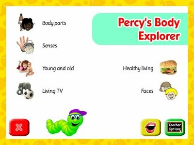 Screenshot of the menu page in percy's body explorer software