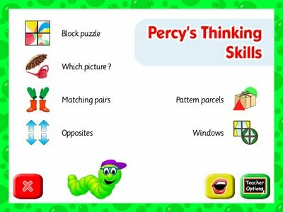 Screenshot of the menu page in percy's thinking skills software