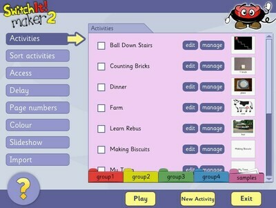 Screenshot of settings screen of SwitchIt! maker 2 software