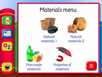 Screenshot of the menu page in the learner's library - materials software