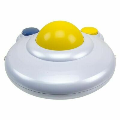 Side view of the bigtrack 2 rollerball mouse showing the raised big yellow trackball