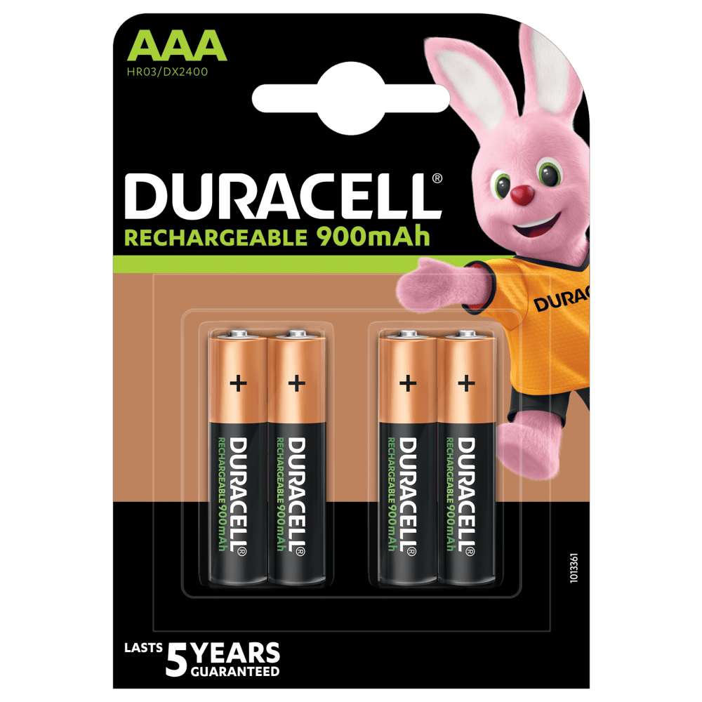 Four rechargeabe Duracell AAA batteries