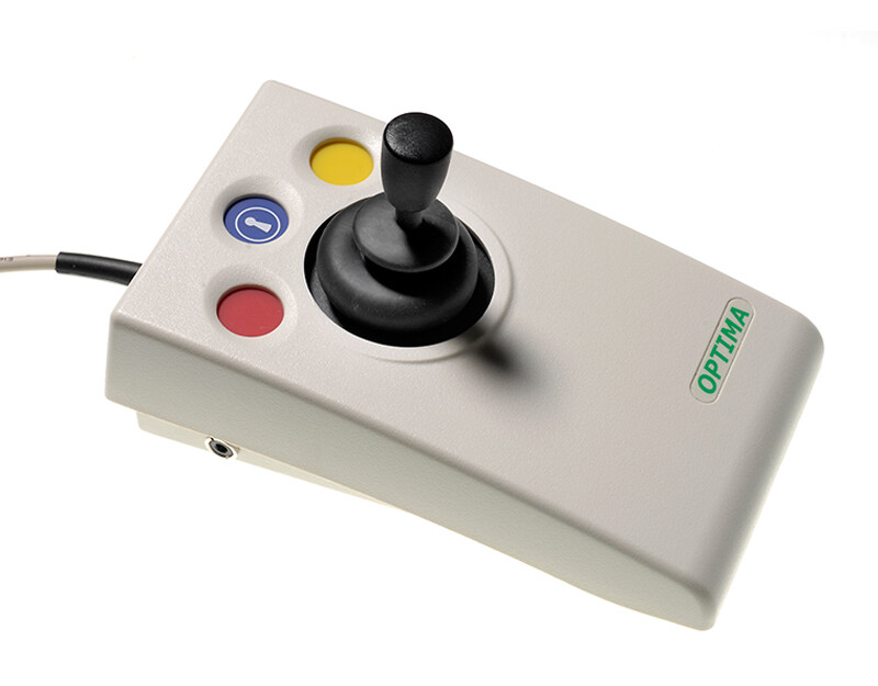 Top view of the optima joystick with knob grip
