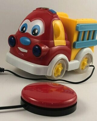 A toy fire truck and a switch.