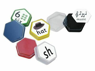 Image of a set of multi-colour talking tiles with printed overlays