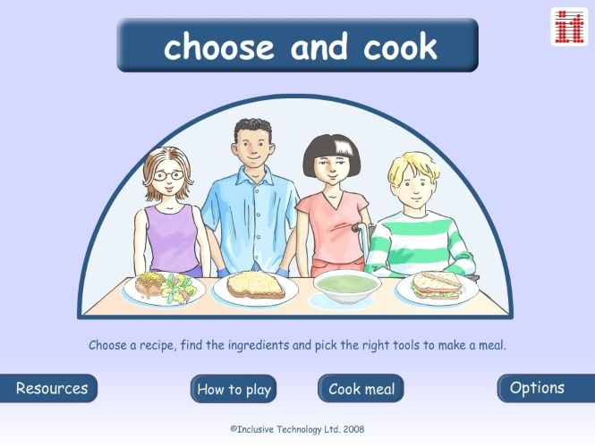 A screenshot from the choose and cook main menu